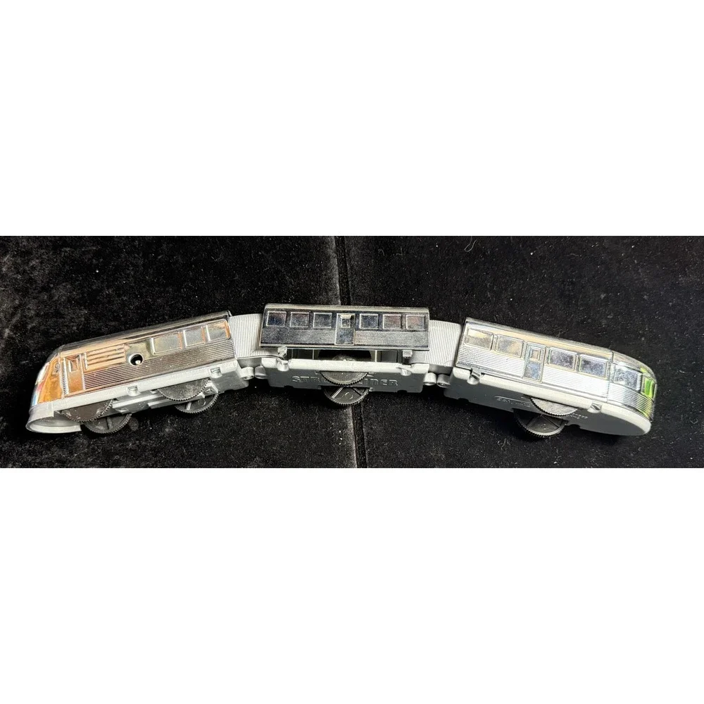 Schylling Streamliner Three Car Wind-Up Train-Chrome Plated, Tin Collector Toy